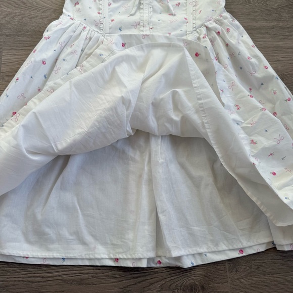 🆕 100% Cotton White Floral & Bows Coquette Corset Mini Dress - Picture 5 of 11